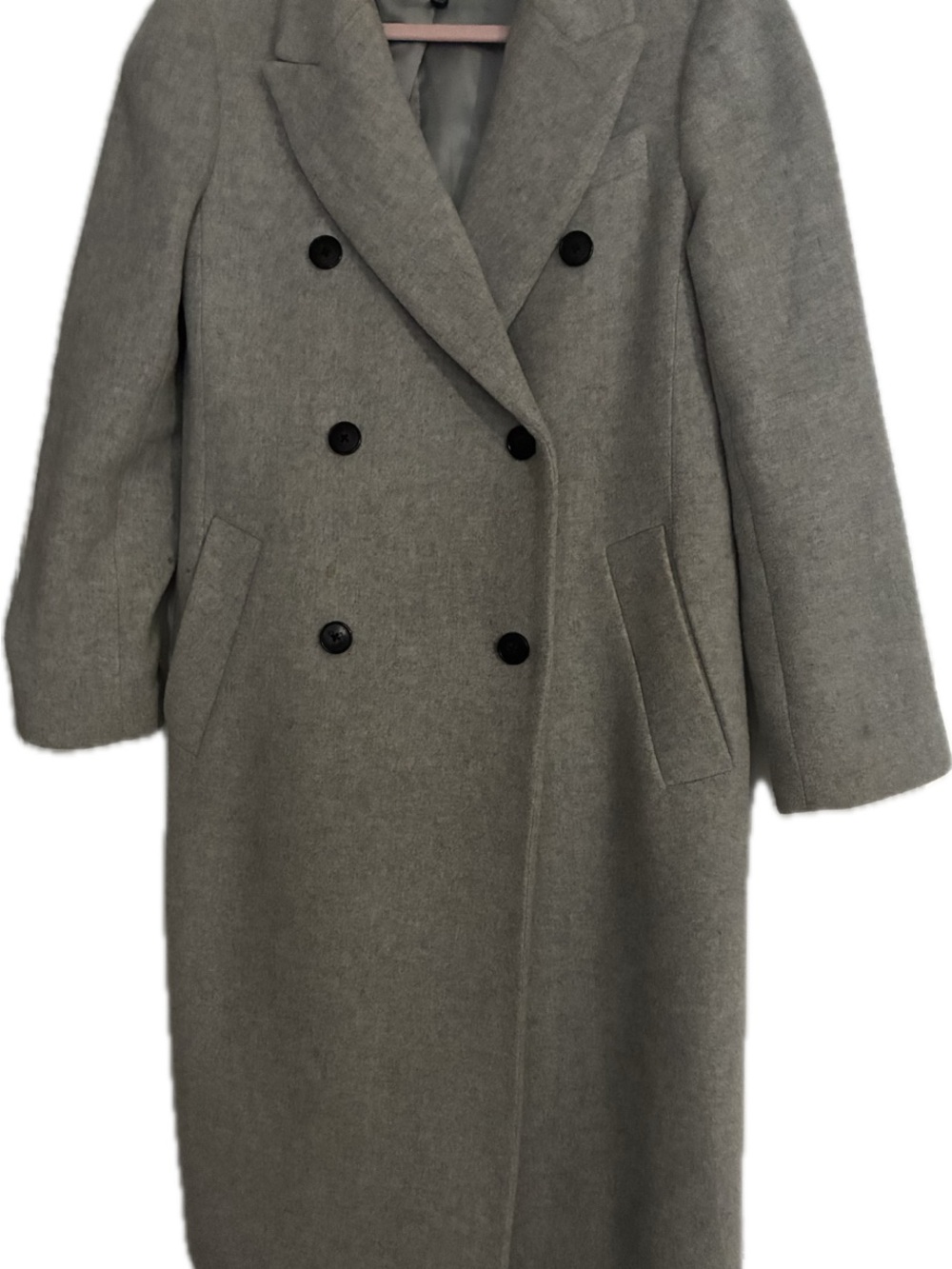 Club Monaco Classic Double-Breasted Women's Wool Coat - Gray